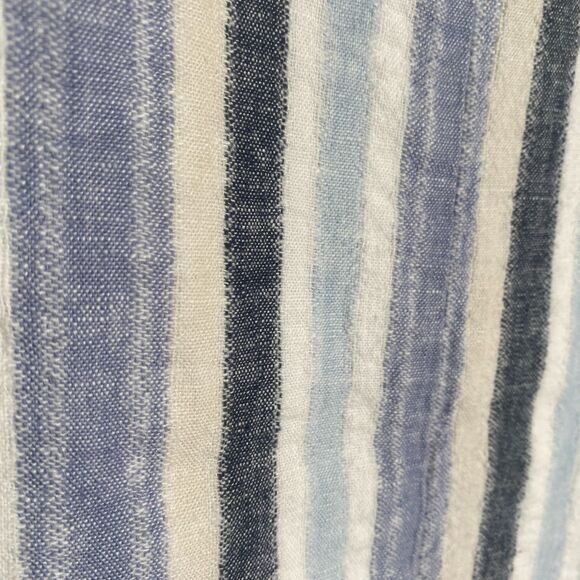 Sharagano Fully Lined Linen Blend Blue White Striped Keyhole Back Dress Size 6 - Picture 6 of 13